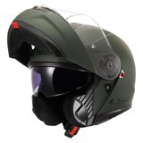 LS2 STROBE 2 Mat Yeşil Kask, ECE 22.06 P/J Sertifikalı Profesyonel Modüler Motosiklet Kaskı, KPA Kabuk, Dahili Güneş Vizörlü, Gözlük Uyumlu (M)