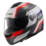 LS2 STROBE 2 Monza Siyah-Beyaz-Kırmızı Kask, ECE 22.06 P/J Sertifikalı Çene Açılır Modüler Kask, KPA Kabuk, Dahili Güneş Vizörlü, Gözlük Uyumlu (M)