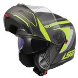 LS2 STROBE 2 Phantom Mat Titanium-Neon Sarı Kask, ECE 22.06 P/J Sertifikalı Çene Açılır Modüler Kask, KPA Kabuk, Dahili Güneş Vizörlü, Gözlük Uyumlu (M)