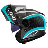 LS2 STROBE 2 Victory Mat Titanium-Beyaz-Metal Mavi Kask, ECE 22.06 P/J Sertifikalı Çene Açılır Modüler Kask, KPA Kabuk, Dahili Güneş Vizörlü, Gözlük Uyumlu (S)