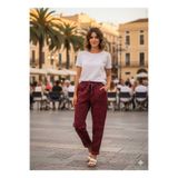 LS7312 Kamuflaj Desenli Likralı İtalyan Coton Pantolon Bordo