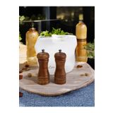 lstri Ahşap Baharat Tuz Öğütücü Değirmen Tuzluk Baharatlık 14 Cm 2'li Set Kahverengi Meşe Ağacı