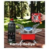 lstri Taşınabilir Mini Kamp Ocağı ve Kartuş Kamp Piknik Yürüyüş Balıkçılık Katlanabilir - Kırmızı