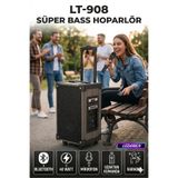 Lt-908 Süper Bass Şarjlı Mikrofonlu Hoparlör Karaoke Sistemi 80 Watt Taşınabilir Parti Box