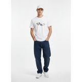 LTB Beyaz Logo Baskılı T-Shirt Erkek Kısa Kol Günlük Stil Pamuklu Standart Kalıp