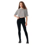 LTB Çizgili Kadın T-Shirt, KARIŞIK_5246-WHITE BLACK STRIP, M, Çizgili T-shirt
