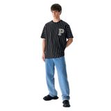 LTB Çizgili Kontrast Yamalı Erkek T-shirt, KARIŞIK_886-BLACK WHITE STRIPE, XXL, Çizgili Kontrast Yamalı T-shirt
