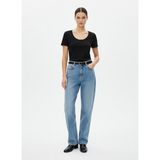 Ltb HOBESA Kısa Kollu Bisiklet Yaka Basic Siyah Kadın T-shırt - XL