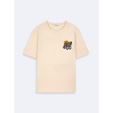 Ltb LEBOSA Erkek Sıfır Yaka Kısa Kol T-Shirt 1225842896089 - Taş - XL