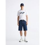 LTB Logo Baskılı Beyaz T-Shirt Erkek Kısa Kol Günlük Stil Pamuklu Oversize Kesim - 2XL