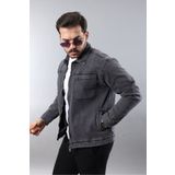 LTC Jeans Erkek Regular Fit Siyah Kar Yıkama Spor Model Fermuarlı Kot Ceket