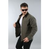 LTC Jeans Erkek Regular Fit Yaka Garni Fermuarlı Haki Kot Ceket