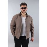 LTC Jeans Erkek Regular Fit Yaka Garni Fermuarlı Vizon Kot Ceket