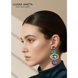 Luana Aneta-Bohem Geometrik Damla Küpe - Mor, Yeşil ve Altın Vurgulu - Şık Günlük ve Resmi Etkinlikler Için - Çok Renkli - 0