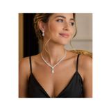 Luar Jewelry Damla Taşlı Su Yolu Kolye Küpe Takı Seti – Işıltılı Gelin ve Abiye Takımı