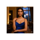 Luar Jewelry Kadın Zirkon Taşlı V Kesim Su Yolu Takı Seti - Kolye Küpe Bileklik Düğün Nişan Seti
