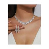 Luar Jewelry Şık Kristal Taşlı Kolye Küpe Seti – Gelin & Özel Gün Takısı