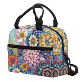 Luarisgur Boho Çiçek Öğle Yemeği Çantası Kadınlar için Kadın Öğle Yemeği Çantaları İş Seyahat Piknik Öğle Yemeği Çantası Yalıtımlı Öğle Yemeği Kutusu Omuz Askılı Yumuşak Soğutucu Çanta Trendy Yemek