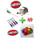 Lubaer Kedi Oyuncak Zilli Top, Kedi Oyuncak Lazer, 2'li Set.