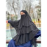 Lubbetulayn Kadife Elbise Lacivert, Üç Katlı Sufle Siyah Takımı - Açık Bordo - Lacivert - 0