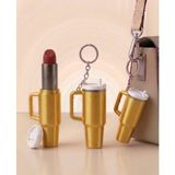 Lubiko Studio Stanley Model Termos Anahtarlık ve Ruj Lipstick Kabı - Kişiye Özel Çanta Aksesuarı - Gold