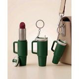Lubiko Studio Stanley Model Termos Anahtarlık ve Ruj Lipstick Kabı - Kişiye Özel Çanta Aksesuarı - Yeşil