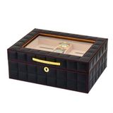 Lubinski Deri Camlı Humidor Puro Kutusu Siyah 50s LB-016