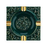 Lubinski Kabartma Motif Porselen Puro Küllüğü Yeşil/Gold 4lü LB-841