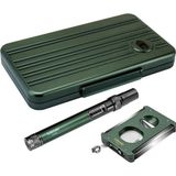 Lubinski Special Edt. Aluminyum Slim Puro Taşıma Çantası Yeşil Çakmak+V-Cut Kesici/Delici Set