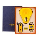 Lubinski Tek Torch Pürmüz Çakmak Kesici Küllük Sarı Üçlü Puro Seti