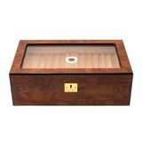 Lubinski Yeni Cedar Camlı Tepsili Puro Kutusu Humidor Kahve 60s