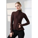 Lubiti Dik Yaka Volanlı Slimfit Sporcu Ceketi/parmak Geçmeli Çift Cepli - XS - Kahverengi