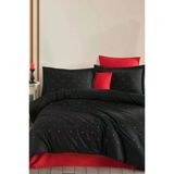 Lubow Poplin Nakışlı Çift Kişilik Nevresim Takımı Premium Siyah