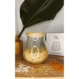 Luca Mia Bambu Kapakli Cizgili Cam Kavanoz 800 Ml 4 Adet 20.0044
