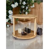 Lucamia Bambu İki Katlı Döner Stand Sunumluk 25X17 cm - 25 x 17 cm