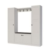 Lucas Çift Boy Dolaplı Portmanto Vestiyer Ayakkabılık Askılıklı Oturma Banklı Antre Dolabı 182X170x35 Cm Beyaz