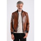 Lucas Erkek Taba Hakiki Bomber Deri Ceket - 2XL