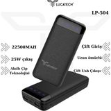 Lucatech 22.500 Mah Powerbank — iPhone 14 Pro / 14 Pro Max / 13 (Uzun Ömürlü + 25W) - Siyah