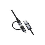 Lucatech iPhone 15/15 Plus/15 Pro/15 Pro Max ile Uyumlu 4in1 120W Hızlı Şarj Kablosu, Type-C + Lightning + USB, 1 Metre, Siyah AZD251EMR39