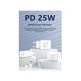 Lucatech iPhone X/XS/XR/XS Max / 11/12 / 13/14 Pro Max ile Uyumlu Lightning PD 25W Hızlı Şarj Aleti, Beyaz