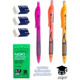 Lucca Versatil Kalem Seti 3 Adet 0.7 mm 120 Li Uç ve 3 Adet Silgi - standart - Çok Renkli