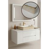 Lucco Square 50 cm Lavabo Altın Renk Desenli - Altın - Beyaz