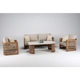 Luce Garden Ganita Rattan Ahşap Bahçe & Balkon Koltuk Takımı - Kestane