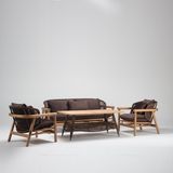 Luce Garden Inci Rattan Ahşap Bahçe & Balkon Koltuk Takımı - Kestane