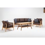 Luce Garden Nesta Ahşap Rattan Bahçe & Balkon Koltuk Takımı - Kestane
