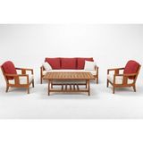 Luce Garden Paloma Ahşap Rattan Bahçe & Balkon Koltuk Takımı - Kestane
