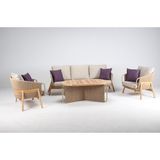 Luce Garden Sarya Rattan Ahşap Bahçe & Balkon Koltuk Takımı - Kestane