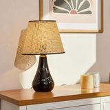 Luce Konik Seramik Abajur - Siyah / Krem - 37X20x20 Cm