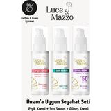 Luce & Mazzo Kokusuz Seyahat Seti 3 Parça Güneş Kremi Sıvı Sabun Pişik Kremi 50 ml