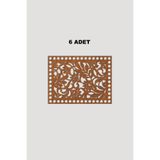 Lucena Ahşap Dikdörtgen Desenli Sepet Tepsi Tabanı 15x20 cm 6 Adet Ceviz 3mm